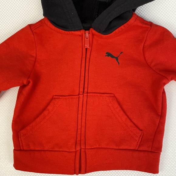 Puma Red/Black Athletics Zip-Up Sweatshirt Hoodie Jacket size 0-3 Months - Picture 11 of 12